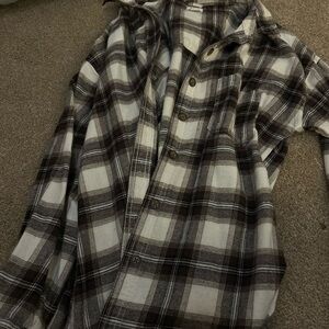 Garage Brown and White Plaid Shirt